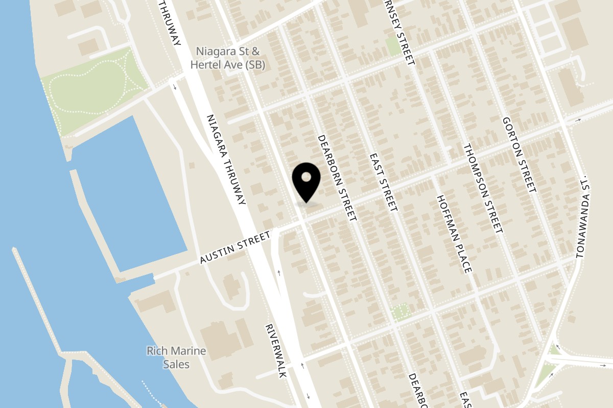 Map showing the location of Sun Roll on 1989 Niagara St in Buffalo